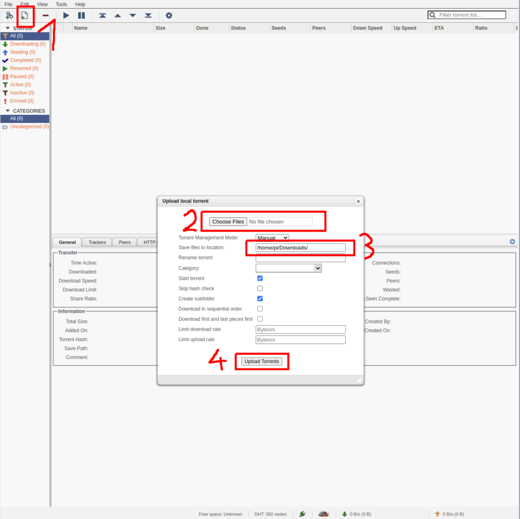 Adding a torrent