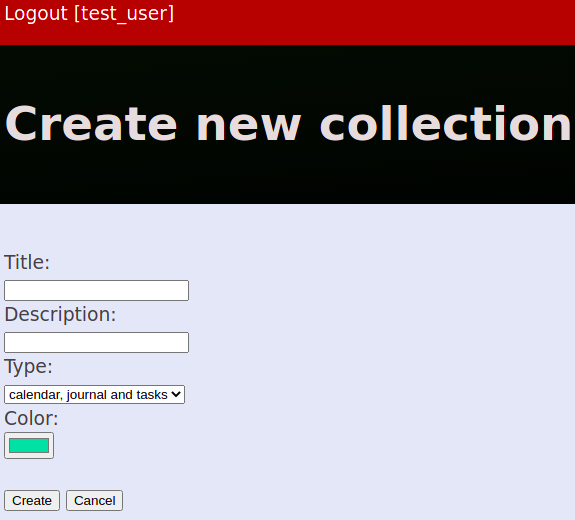 Create new collection screen