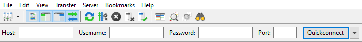 FileZilla FTP client connection panel