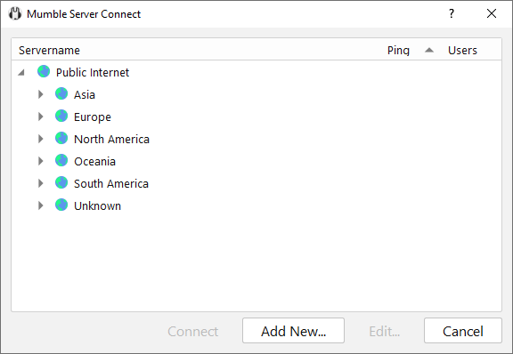 Mumble Server Connect list